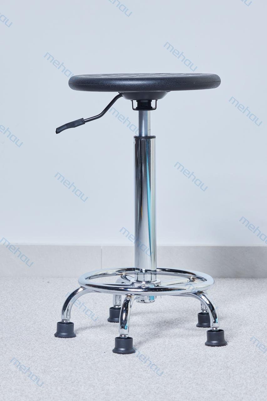 Laboratory chair without back, black, upholstered